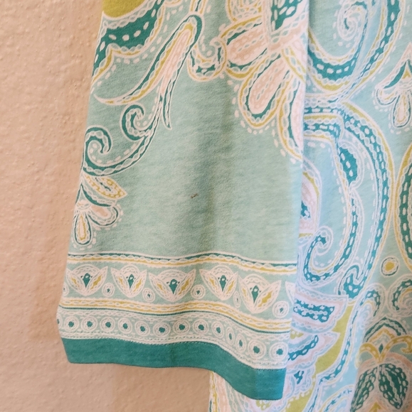 JM Collection 3/4 Sleeve Teal Paisley Design Tunic Shirt. Embellished Sz 2X NWOT - Picture 8 of 13